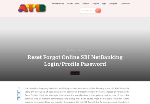 
                            6. Reset Forgot Online SBI NetBanking Login/Profile Password