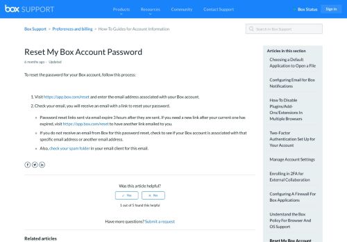 
                            2. Reset My Box Account Password - Box