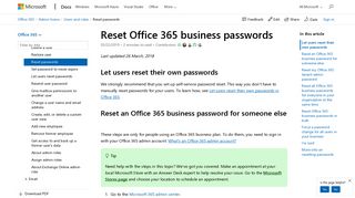 
                            4. Reset Office 365 business passwords | Microsoft Docs