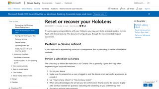 
                            3. Reset or recover your HoloLens - Mixed Reality | Microsoft Docs