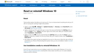 
                            1. Reset or reinstall Windows 10 - Microsoft Support