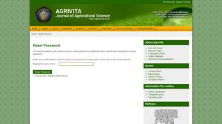 
                            7. Reset Password - AGRIVITA, Journal of Agricultural Science