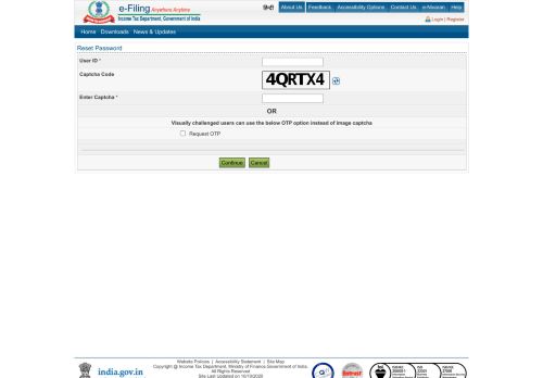 
                            6. Reset Password - e-Filing Home Page, Income Tax Department ...