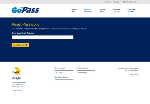 
                            8. Reset Password | GoPass by DART