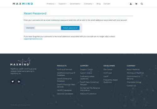 
                            11. Reset Password | MaxMind