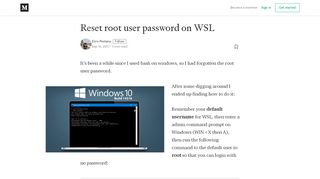 
                            6. Reset root user password on WSL – Elvis Pestana – Medium