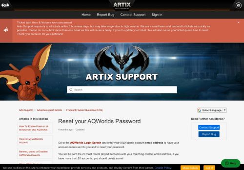 
                            7. Reset your AQWorlds Password – Artix Support
