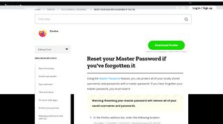 
                            9. Reset your Master Password if you've forgotten it | Firefox Help