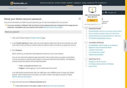 
                            4. Reset your Norton account password - Norton Support