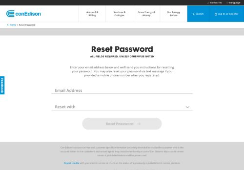 
                            7. Reset Your Password | Con Edison