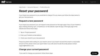 
                            4. Reset your password - Freeletics Help Center