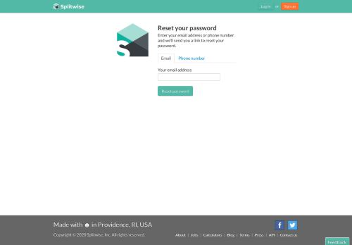 
                            2. Reset your password :: Splitwise