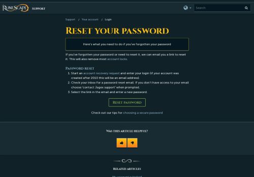 
                            11. Reset your password – Support