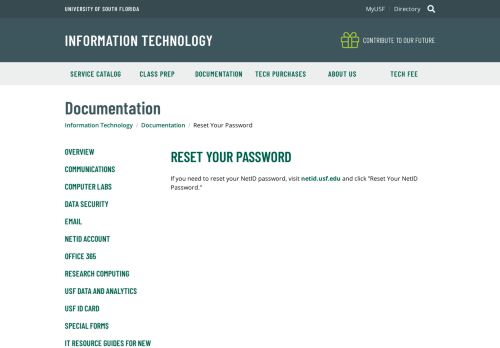 
                            3. Reset Your Password - University of South Florida