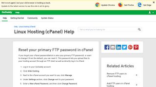 
                            9. Reset your primary FTP password in cPanel | Linux ... - GoDaddy