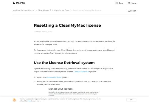 
                            4. Resetting a CleanMyMac license - MacPaw