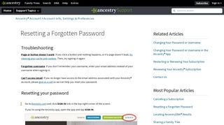 
                            11. Resetting a Forgotten Password - Ancestry Support