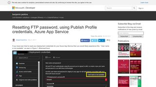 
                            7. Resetting FTP password, using Publish Profile credentials, Azure App ...
