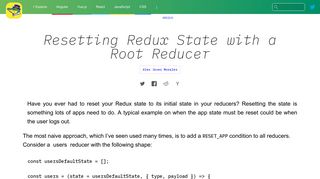 
                            8. Resetting Redux State with a Root Reducer ← Alligator.io