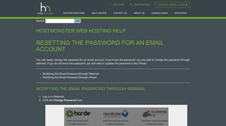 
                            10. Resetting the Password for an Email Account - HostMonster cPanel