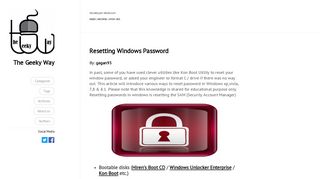 
                            10. Resetting Windows Password - The Geeky Way