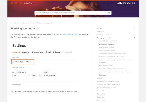 
                            8. Resetting your password – SoundCloud Help Center