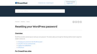 
                            8. Resetting your WordPress password – DreamHost