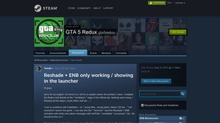 
                            4. Reshade + ENB only working / showing in the launcher :: GTA 5 Redux
