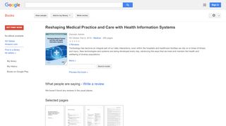 
                            10. Reshaping Medical Practice and Care with Health Information Systems  - Google بکس کا نتیجہ