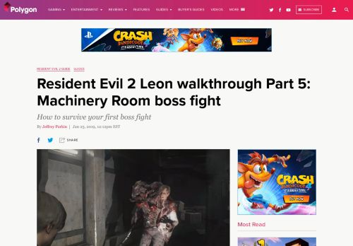 
                            9. Resident Evil 2 Machinery Room boss fight walkthrough - Polygon