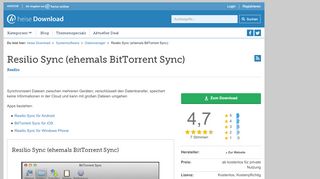 
                            10. Resilio Sync (ehemals BitTorrent Sync) | heise Download