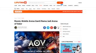 
                            10. ﻿Resmi, Mobile Arena Ganti Nama Jadi Arena of Valor - Tekno ...