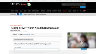
                            2. Resmi, SNMPTN 2017 Sudah Diumumkan! - Kompas.com