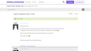 
                            11. [Résolu] Login Instagram avec CURL par Dge06 - page 1 - OpenClassrooms