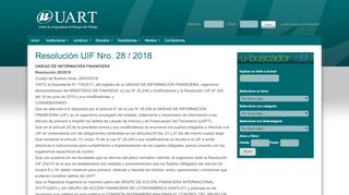 
                            9. Resolución UIF Nro. 28 / 2018 - .:: UART ::.