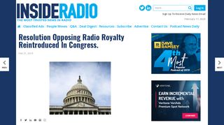 
                            12. Resolution Opposing Radio Royalty Reintroduced In Congress. | Story ...