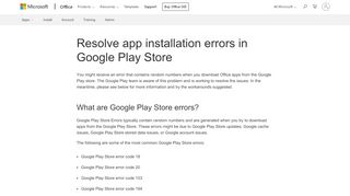 
                            9. Resolve app installation errors in Google Play Store - Office Support