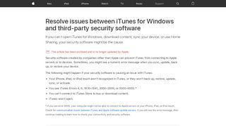 
                            3. Resolve issues between iTunes and third-party security software ...