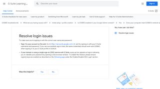 
                            2. Resolve login issues - G Suite Help - Google Support