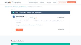
                            10. [RESOLVED] Can't connect with Mailchimp! - HubSpot Community
