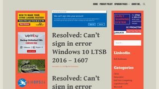 
                            11. Resolved: Can't sign in error Windows 10 LTSB 2016 - 1607 -