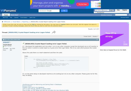 
                            3. [RESOLVED] Crystal Report loading error Logon Failed.-VBForums