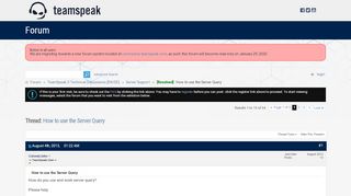
                            7. Resolved How to use the Server Query - TeamSpeak