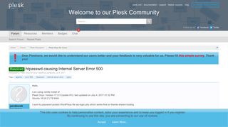 
                            3. Resolved - htpasswd causing Internal Server Error 500 | Plesk Forum