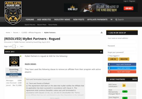 
                            10. [RESOLVED] MyBet Partners - Rogued | Affiliate Guard Dog - Casino ...