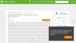 
                            12. [Resolved] Vodafone India — Unable to login to my account