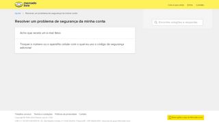 
                            1. Resolver um problema de segurança da minha conta - Mercado Livre