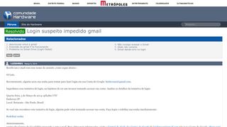 
                            5. Resolvido - Login suspeito impedido gmail - Hardware.com ...