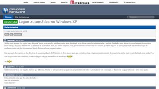 
                            6. Resolvido - Logon automático no Windows XP - Hardware.com.br