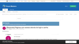 
                            8. [Resolvido] Páginas com acesso através de login e senha ...